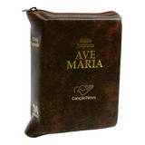 Livro Bíblia Ave Maria Média Com Zípper