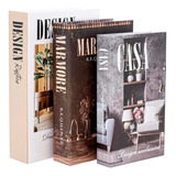 Livro Falso Decorativo Fake Kit 3 Caixa Porta Objetos
