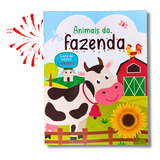 Livro Infantil Criança Colorir Pintar Com Adesivos Colar Animais Animalzinho Fazenda