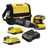 Lixadeira Roto Orbital 5 20v 2 Baterias E Carregador Stanley Cor Amarelo