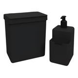 Lixeira 2,5 L C/ Tampa + Porta Detergente Bucha Pia Cozinha