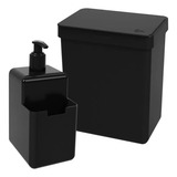 Lixeira 2,5 L Com Tampa + Porta Detergente Bucha Pia Cozinha