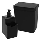 Lixeira 2,5 L Com Tampa + Porta Detergente Bucha Pia Cozinha