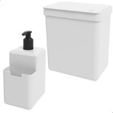 Lixeira 2,5l + Dispenser Detergente Coza Cozinha Bancada Pia