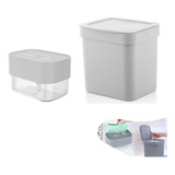 Lixeira 2,5l Dispenser Porta Detergente Bucha Pia Cozinha 2p