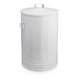 Lixeira 30 Litros Branca Lata De Lixo Americana Branca Metal