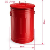 Lixeira 30 Litros Vermelha Lata De Lixo Americana Vermelha