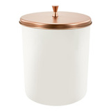 Lixeira 5 Litros Banheiro Cozinha Branca Tampa Inox Cobre