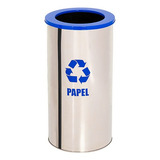 Lixeira Aço Inox 30x60 40 Ltrs Aro Colorido P/ Reciclagem
