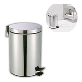 Lixeira Aço Inox Redonda 5 Litros Com Pedal Emborrachado