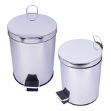 Lixeira Banheiro Cozinha Balde 5 Litros Inox Pedal C/ Tampa Cor Inox