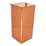 Lixeira Banheiro Quadrada Com Tampa Aço Inox Cobre Rose