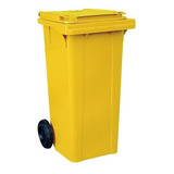 Lixeira Carro Coletor Lixão 120 L Contentor Lixo - Amarelo