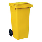 Lixeira Carro Coletor Lixão 120 L Contentor Lixo - Amarelo