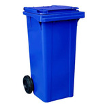 Lixeira Carro Coletor Lixão 120 L Contentor Lixo - Azul