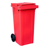 Lixeira Carro Coletor Lixão 120 L Contentor Lixo - Vermelho