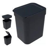 Lixeira Cesto De Lixo Pequena Com Tampa Manual 2,5l Preta 