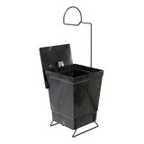 Lixeira Com Suporte Pra Papel Higienico Em Aço Preto Cor Marmore Preto