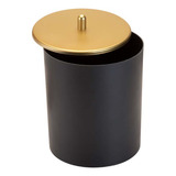 Lixeira Com Tampa Inox 5 Litros Preto Dourado Fosco Banheiro