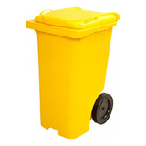 Lixeira Conteiner Gari Plastico 240 Litros C/ Roda De 300mm Cor Amarelo