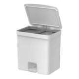 Lixeira Dupla Pedal 20l Banheiro Cozinha Reciclagem Ou Cor Branco