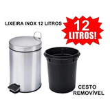 Lixeira Inox 12 Litros Grande Com