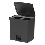 Lixeira Pedal Duplo Compartimento 30l Fechada Trium Cor Preto