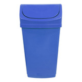 Lixeira Plastica 50 Litros Tampa Basculante Vai Vem Azul