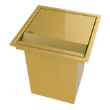 Lixeira Quadrada Pintada Dourado 3,9 L Para Bancada