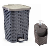 Lixeira Rattan 7 L Com Dispenser P/ Pia Monte Libano Grafite
