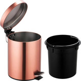 Lixeira Rose Gold Cesto Lixo 3l Banheiro Cozinha Inox Pedal