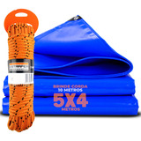 Lona 5x4 Impermeável Plastico Encerado Azul Multiuso + Corda