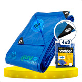 Lona Plástica Impermeável Azul 4x3 Multiuso 150 Micra Forte