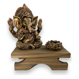 Lorde Ganesha Com Aparador Esotérico E Incensário Decorativo