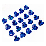 Lote 10 Pedra Zircônia Azul Safira Coração Calibradas 5mm
