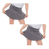 Lote 2 Shorts Saia Infantis 4 A 10 Anos Básico Liso Meninas