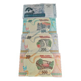 Lote 4 Cédulas Madagascar 100, 200