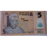 Lote Com 1 Cédulas Estrangeira Polímero Fe Nigéria 5 Naí