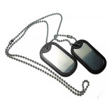 Lote Com 2 Corrente E Placa Militar Dog Tag Em Aço Ref 307