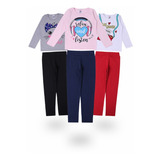 Lote Com 3 Conjuntos Infantis Blusa De Frio + Legging Promo