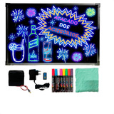 Lousa Letreiro Quadro Luminoso Led Colorido 60x40 + 6 Caneta