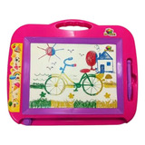 Lousa Magica Grande Rosa Infantil Tela 4 Cores + Caneta 