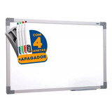 Lousa Quadro Branco Moldura Alumínio 120x90cm + 4 Canetas