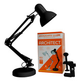 Luminária Abajur De Mesa Tipo Pixar Articulada Para Leitura Preto Architect Llumm Bronzearte Arc62e27pt