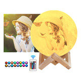 Luminária Abajur Lua Personalizada Com Foto E Frase 18cm