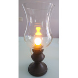 Luminária Antiga Estilo Lamparina Base Metal Funcionando