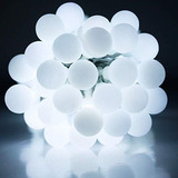 Luminária Cordão Luz Led 20 Bolinhas 5cm Varal 8m Branco