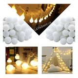 Luminária Cordão Luz Led 20 Bolinhas 5cm Varal Branco Morno