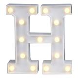 Luminária Decorativa Led 3d Letra H Branca 22cm Decor Festa