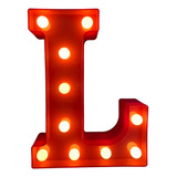 Luminária Decorativa Led 3d Letra L Vermelha 22cm Decoração